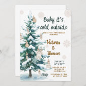 Baby It's Cold Outside Baby Shower 招待状 (正面/裏面)