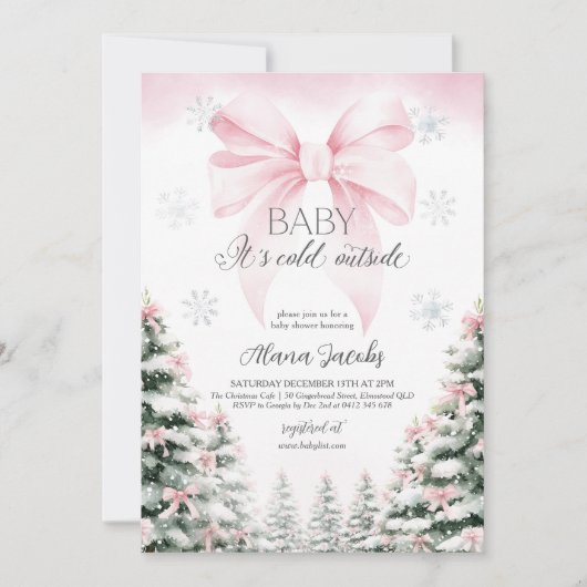 Baby Its Cold Outside Baby Shower Christmas Tree 招待状 (正面)