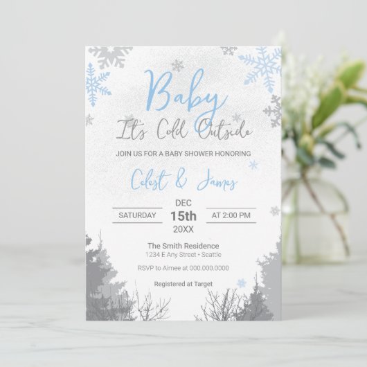 Baby It's Cold Outside Baby Shower Invitation 招待状 (スタンド正面)