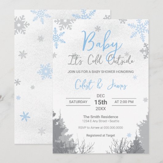 Baby It's Cold Outside Baby Shower Invitation 招待状 (正面/裏面)