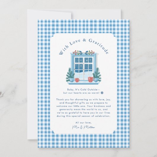 Baby It's Cold Outside Baby Shower Thank You  サンキューカード (正面)