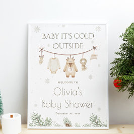 Baby It's Cold Outside Baby Shower Welcome ポスター