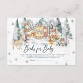 Baby Its Cold Outside Baby Shower Woodland Books  エンクロージャーカード (正面)