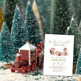 Baby It's Cold Outside Bear Winter Baby Shower 招待状