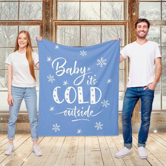 Baby It's Cold Outside Blue フリースブランケット