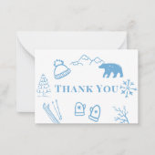 Baby It's Cold Outside Blue Baby Shower Thank You ノートカード (正面)
