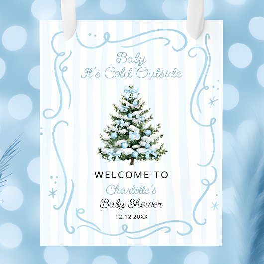 Baby It's Cold Outside Blue Baby Shower Welcome ポスター
