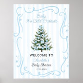 Baby It's Cold Outside Blue Baby Shower Welcome ポスター (正面)