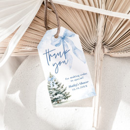 Baby Its Cold Outside Blue Bow Winter Baby Shower ギフトタグ