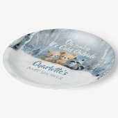 Baby it's cold outside Blue Forest Baby Shower  ペーパープレート (アングル)