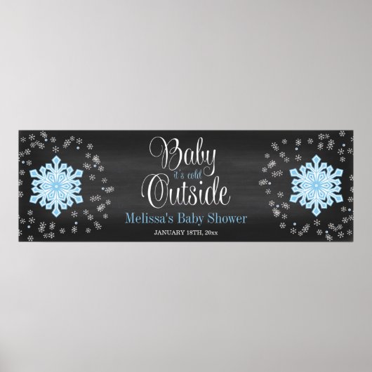 Baby It's Cold Outside Blue Snowflakes Baby Shower ポスター (正面)