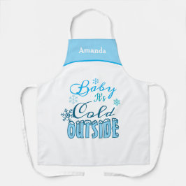 Baby It's Cold Outside Blue White Christmas Gift エプロン