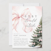 Baby It's Cold Outside Bow Baby Shower 招待状 (正面)