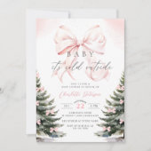 Baby It's Cold Outside Bow Baby Shower 招待状 (正面)