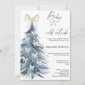 Baby It's Cold Outside Bow Baby shower 招待状 (正面)