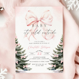 Baby It's Cold Outside Bow Baby Shower 招待状