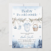 Baby it's Cold Outside Boy Baby Shower 招待状 (正面)