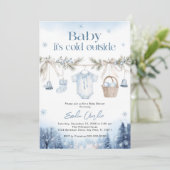 Baby it's Cold Outside Boy Baby Shower 招待状 (スタンド正面)