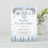 Baby it's Cold Outside Boy clothesline Baby Shower 招待状 (スタンド正面)