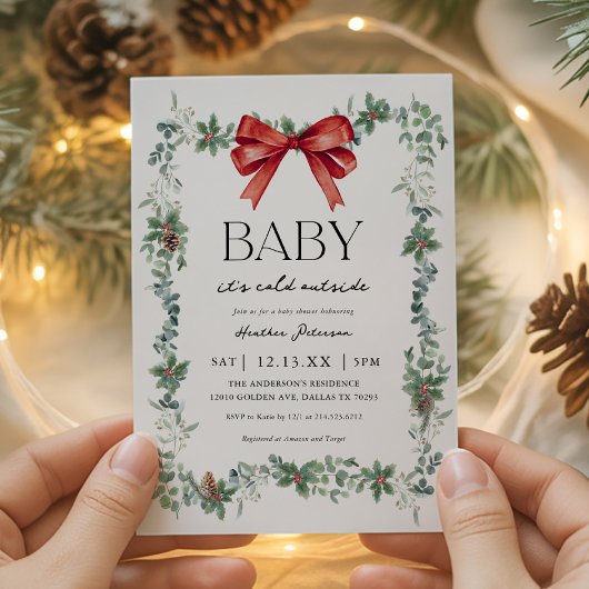 Baby It's Cold Outside Christmas Baby Shower 招待状