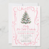 Baby it's Cold Outside Christmas Girl Baby Shower 招待状 (正面)