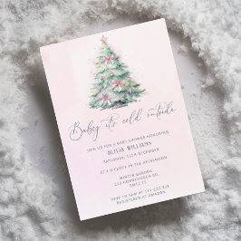Baby it's cold outside Christmas girl baby shower 招待状