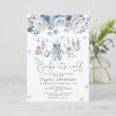 Baby It's Cold Outside Clothesline Baby Shower 招待状 (スタンド正面)