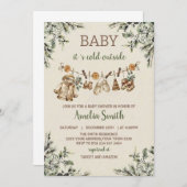 Baby Its Cold Outside Clothest Line Baby Shower 招待状 (正面/裏面)