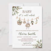 Baby Its Cold Outside Clothest Line Baby Shower 招待状 (正面)