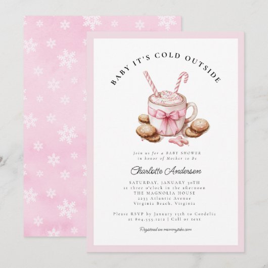 Baby It's Cold Outside Coquette Baby Shower  招待状 (正面/裏面)
