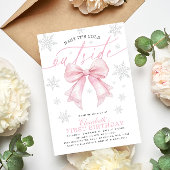 Baby Its Cold Outside Coquette Pink Bow Birthday 招待状