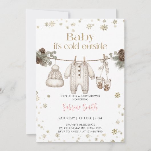 Baby it's cold outside gender neutral Baby Shower 招待状 (正面)