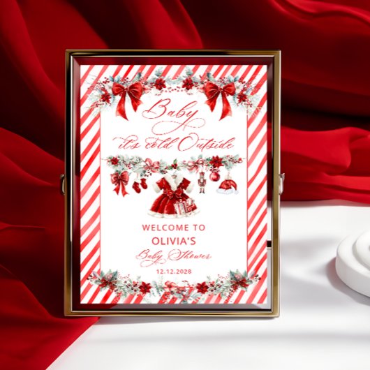 Baby Its Cold Outside Girl Baby Shower Welcome ポスター