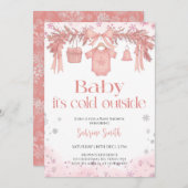 Baby it's cold outside Girl clothes Baby Shower 招待状 (正面/裏面)