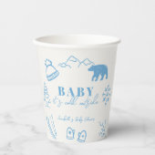 Baby It's Cold Outside Hand-drawn Blue Baby Shower 紙コップ (正面)