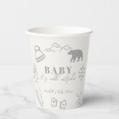 Baby It's Cold Outside Hand-drawn Gray Baby Shower 紙コップ (正面)