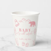 Baby It's Cold Outside Hand-drawn Pink Baby Shower 紙コップ (正面)