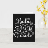 Baby Its Cold Outside Navy Blue Womens Holiday  カード (黄色い花)