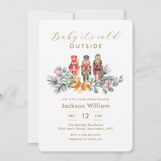 Baby It's Cold Outside Nutcracker Baby Shower 招待状 (正面)