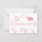 Baby It's Cold Outside Pink Baby Shower Thank You ノートカード (正面)