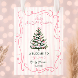 Baby It's Cold Outside Pink Baby Shower Welcome ポスター