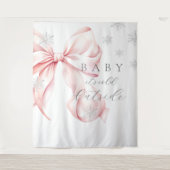 Baby It's Cold Outside Pink Bow Backdrop タペストリー (正面)