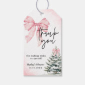 Baby Its Cold Outside Pink Bow Winter Baby Shower ギフトタグ (正面)