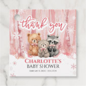 Baby it's cold outside Pink Forest Baby Shower  フェイバータグ (正面)