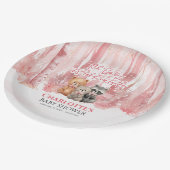 Baby it's cold outside Pink Forest Baby Shower ペーパープレート (アングル)