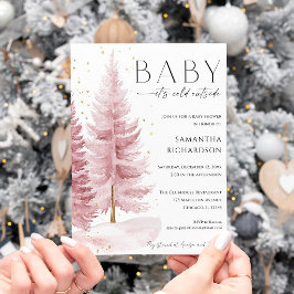 Baby it's cold outside pink gold girl baby shower 招待状