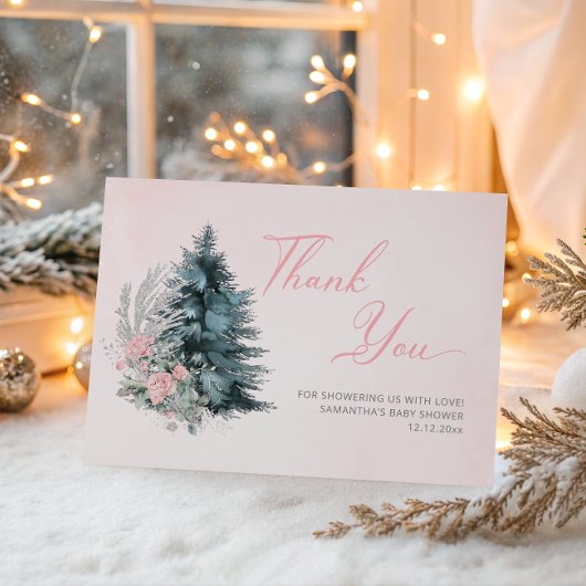 Baby its cold outside Pink Silver  サンキューカード