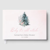 Baby its cold outside Pink Silver Baby Shower ゲストブック (正面)
