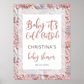Baby It's Cold Outside Pink Silver Baby Shower ポスター (正面)