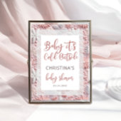 Baby It's Cold Outside Pink Silver Baby Shower ポスター